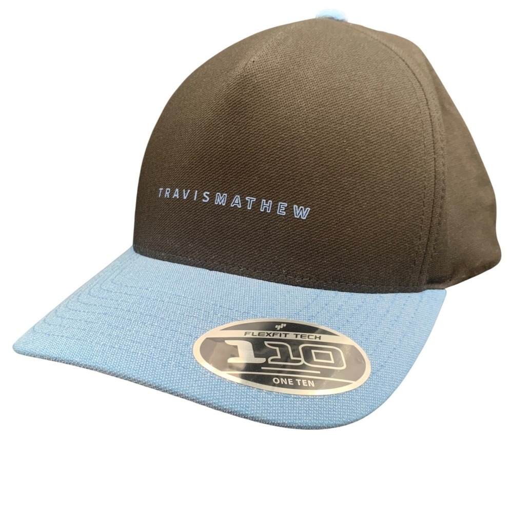 TravisMathew Mens‎ Main Port Flexfit 110 Snapback Hat Black Blue Golf Cap